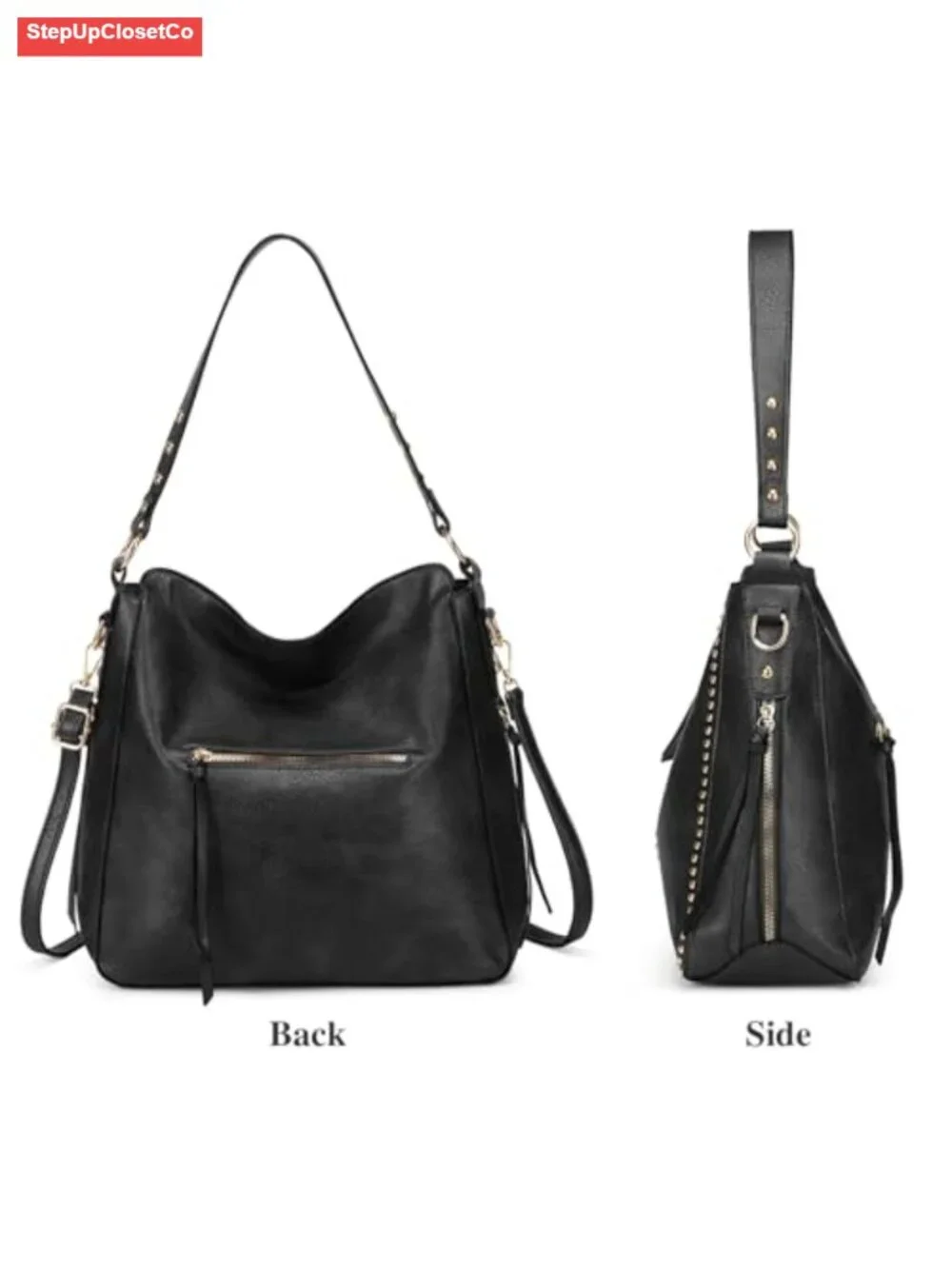 Vegan Leather Hobo Bag 2pc Set Large Tote Crossbody Wallet